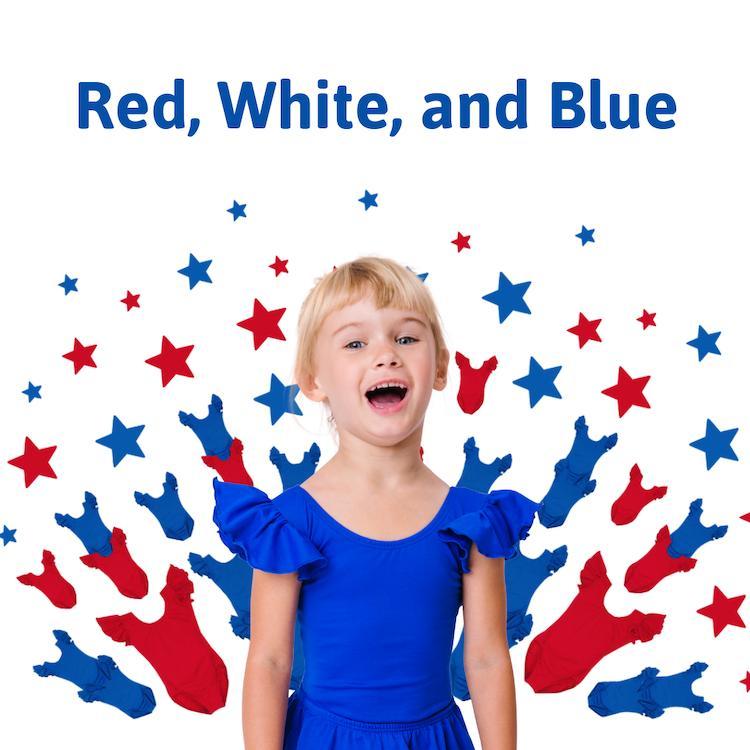 Toddlers & Girls Red, White, and Blue Leotard Outfits