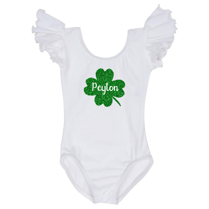 St Patrick's Day Personalized Shamrock Baby and Toddler Girls Shirt