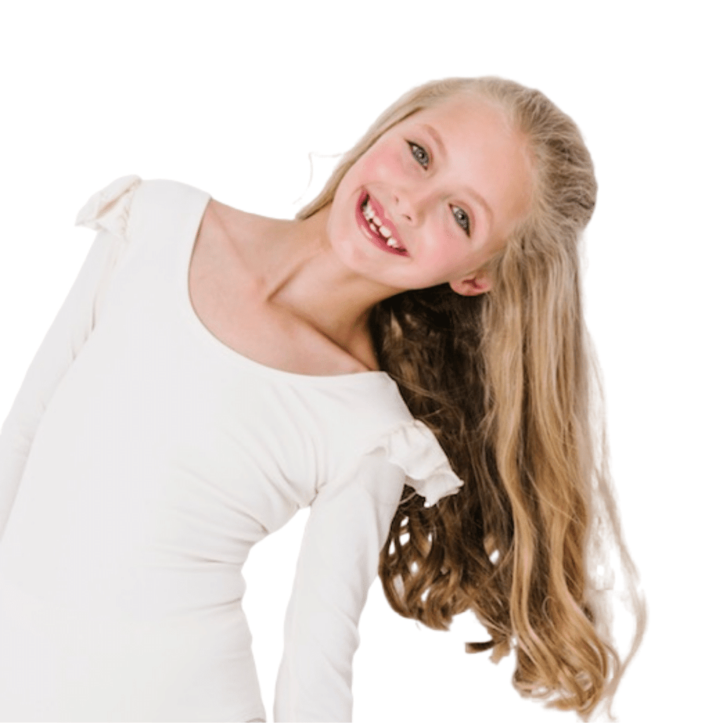 Ivory/Cream Long Sleeve with Ruffle Dance Leotard for Girls and Flower Girls