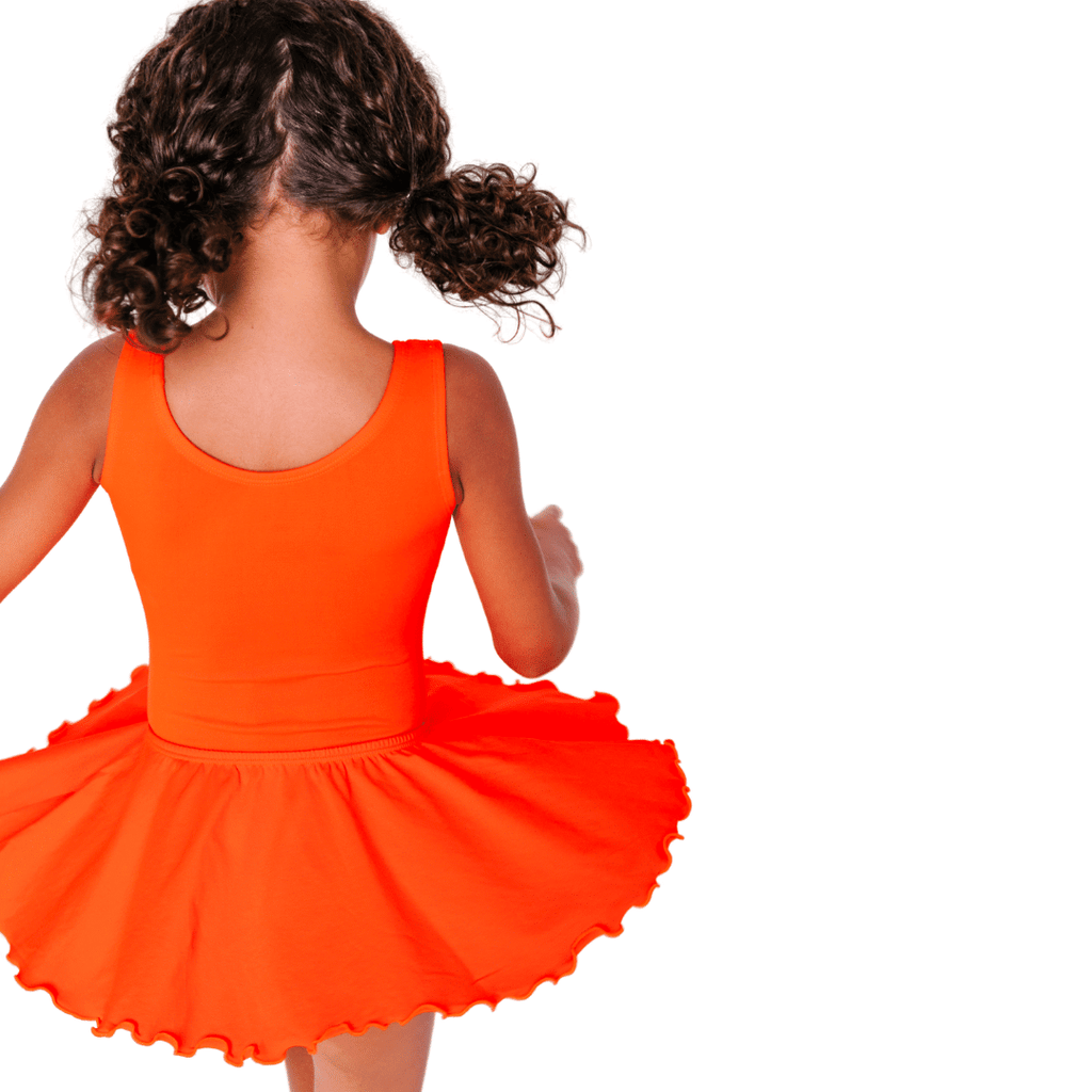 Orange Ruffle Flutter Dance Skirt for Toddlers and Girls