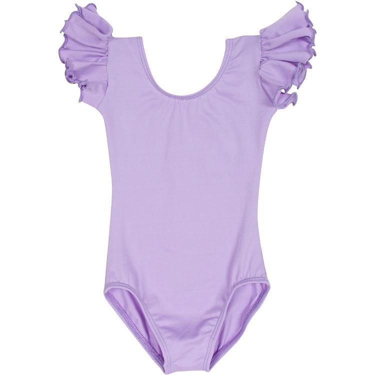 Lilac Purple Leotard with Flutter/Ruffle Short Sleeve for Toddler & Girls