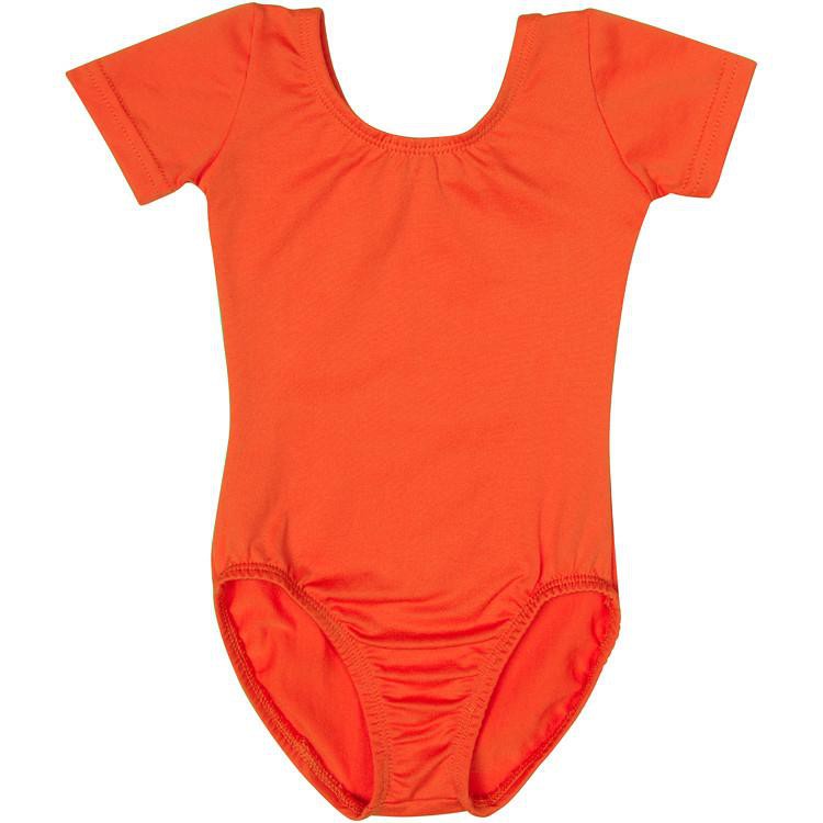 Orange Short Sleeve Leotard for Toddler and Girls