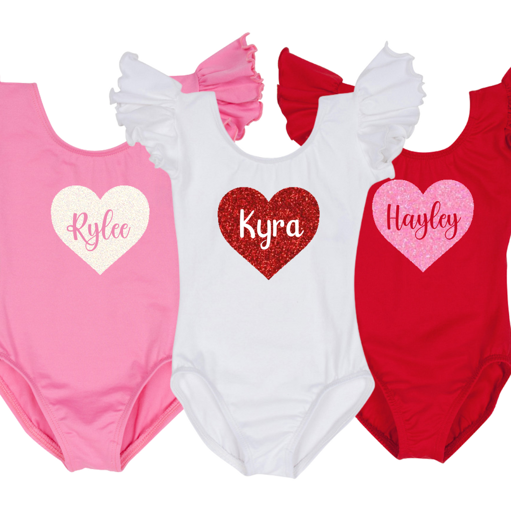 Personalized Name with Heart Girls Dance Leotard