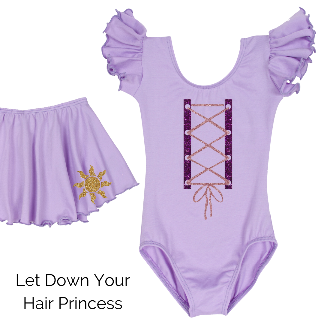 Let Your Hair Down Princess Short Ruffle Sleeve Leotard and Skirt