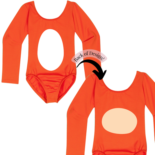 Orange leotard with dog design.