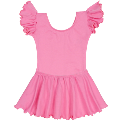 Bright Pink Flutter Sleeve Leotard & Bodysuit