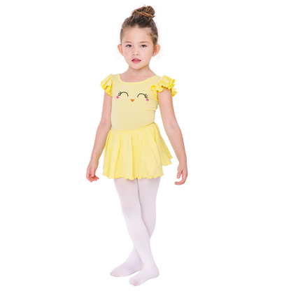 Little Chick Easter Leotard for Toddler & Girls - Ruffle/Flutter Short Sleeve