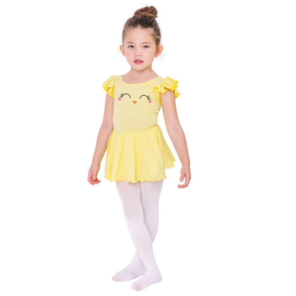 Little Chick Easter Leotard for Toddler & Girls - Ruffle/Flutter Short Sleeve
