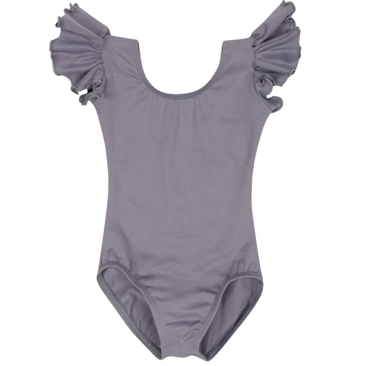 Gray Ruffle Short Sleeve Leotard (PREORDER)