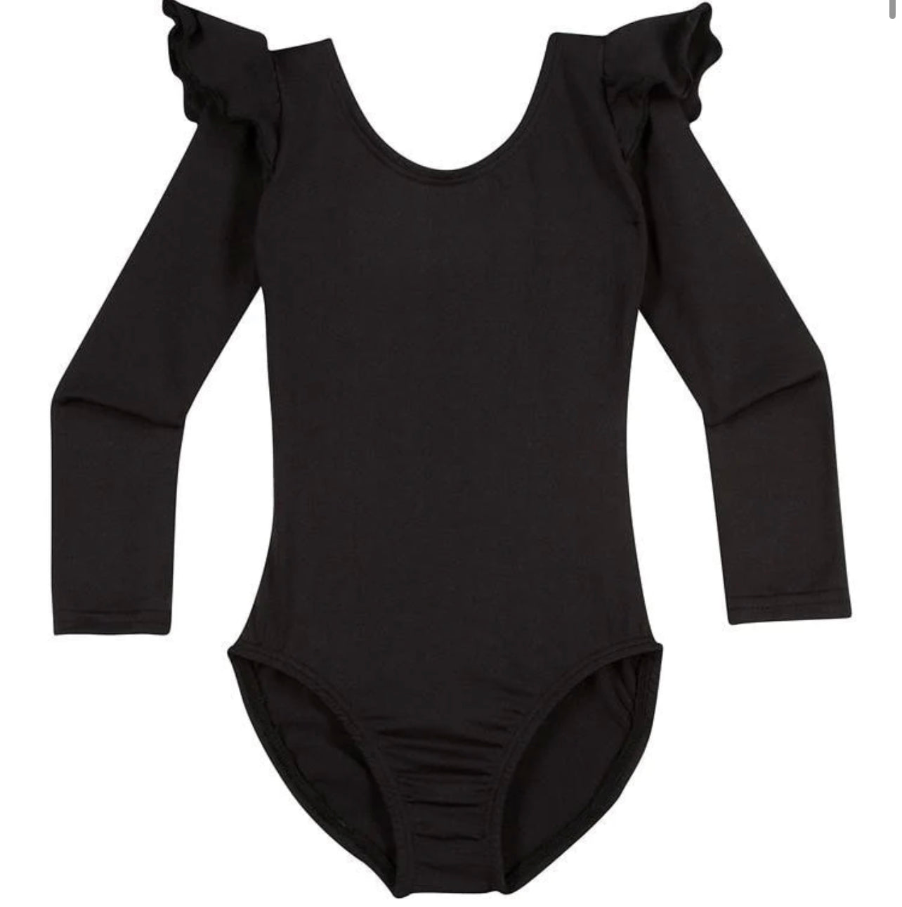 Final Sale: Ruffle Long Sleeve Leotard