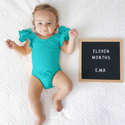 Icy Turquoise Leotard with Flutter/Ruffle Short Sleeve for Toddler & Girls
