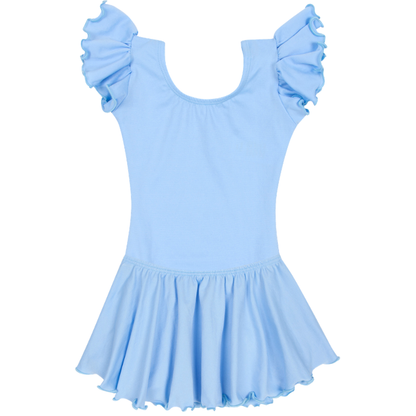 Light Blue Leotard with Flutter/Ruffle Short Sleeve for Toddler & Girls