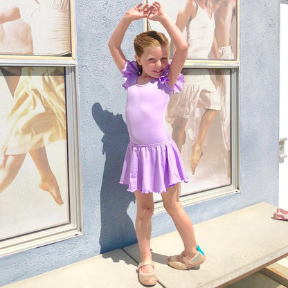 Lilac Purple Leotard with Flutter/Ruffle Short Sleeve for Toddler & Girls