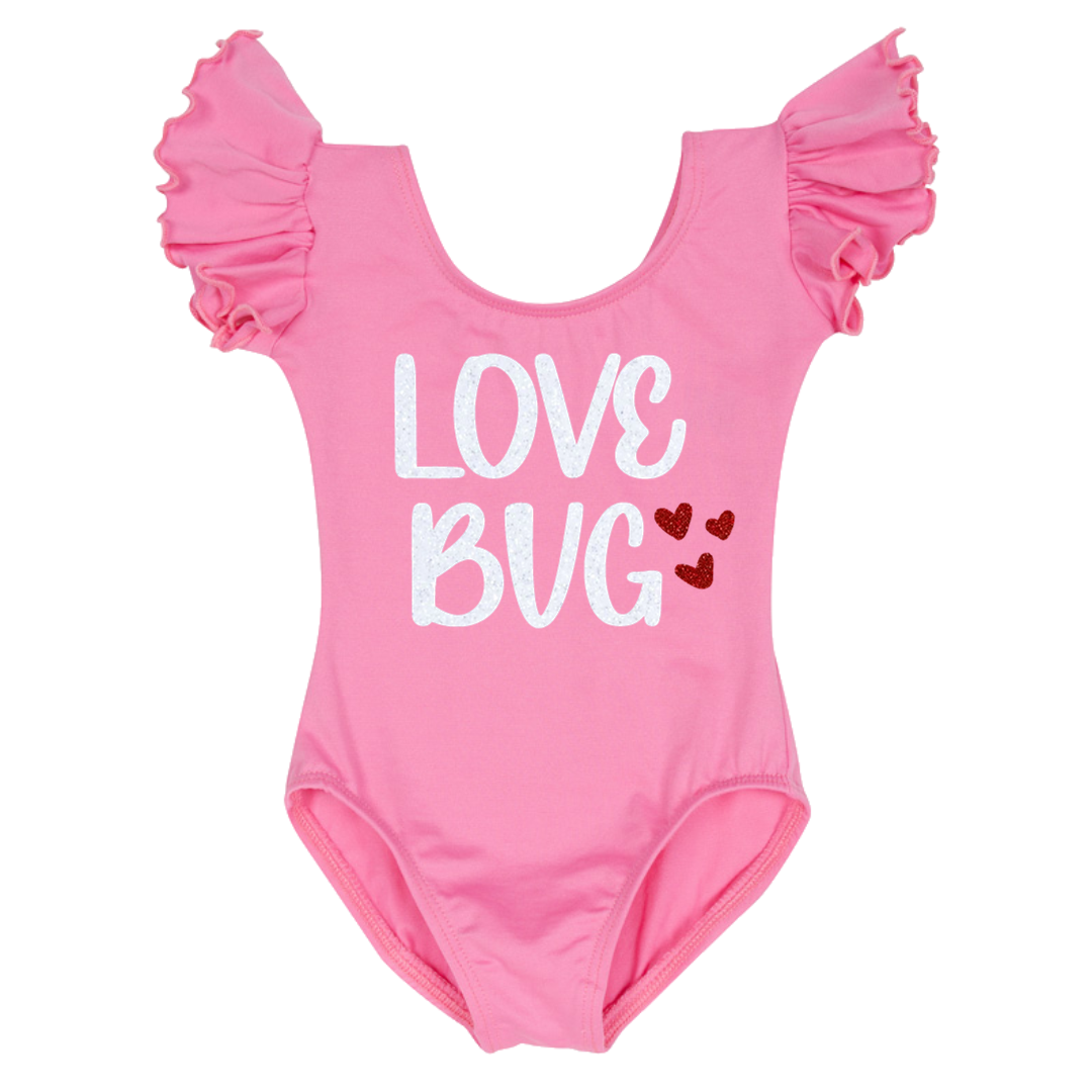 Valentine Love Bug Ruffle Short Sleeve Leotard