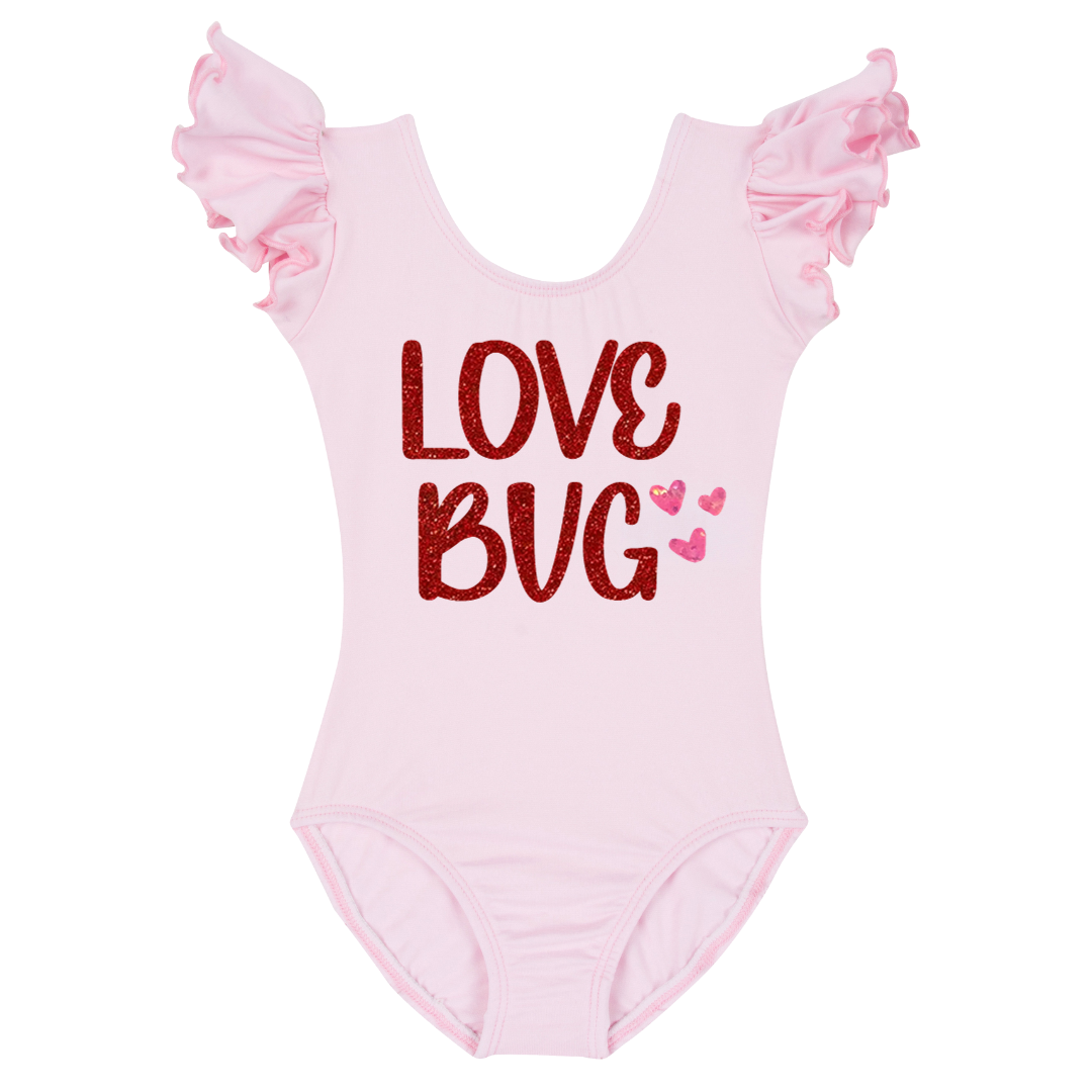 Valentine Love Bug Ruffle Short Sleeve Leotard