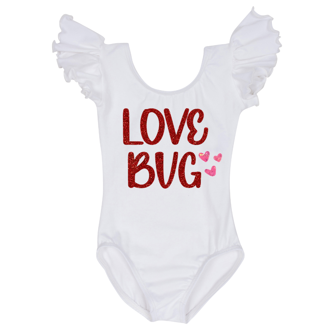 Valentine Love Bug Ruffle Short Sleeve Leotard