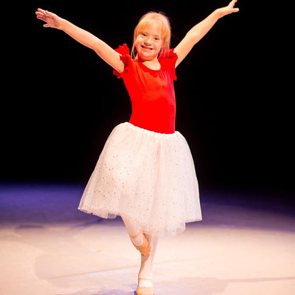 Red Toddler & Girls Flutter/Ruffle Short Sleeve Leotard