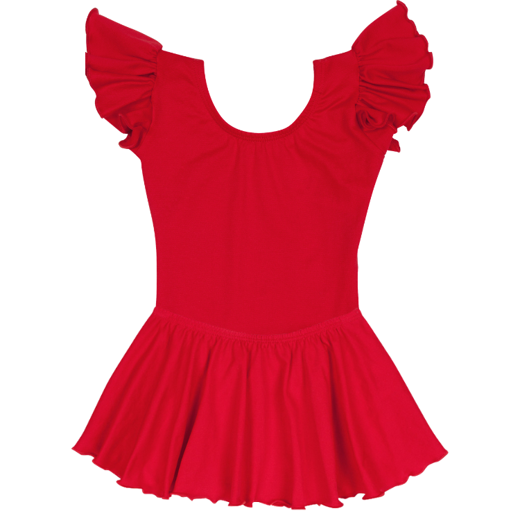 Red Toddler & Girls Flutter/Ruffle Short Sleeve Leotard