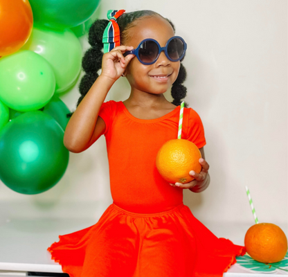 Orange Short Sleeve Leotard for Toddler and Girls