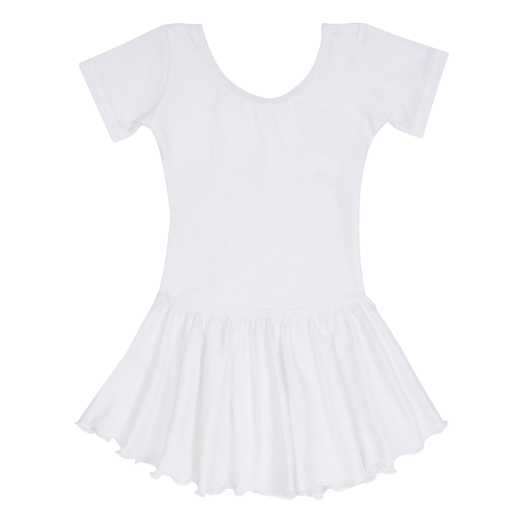 White Lined Short Sleeve Leotard for Toddler & Girls