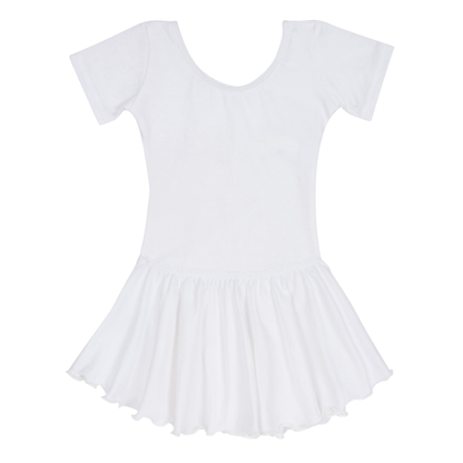 White Lined Short Sleeve Leotard for Toddler & Girls