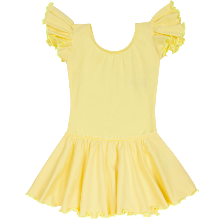 Yellow Leotard for Toddler & Girls - Ruffle/Flutter Short Sleeve