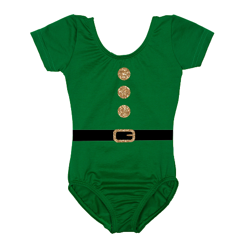 A Green Short Sleeve Leotard with Elf Design