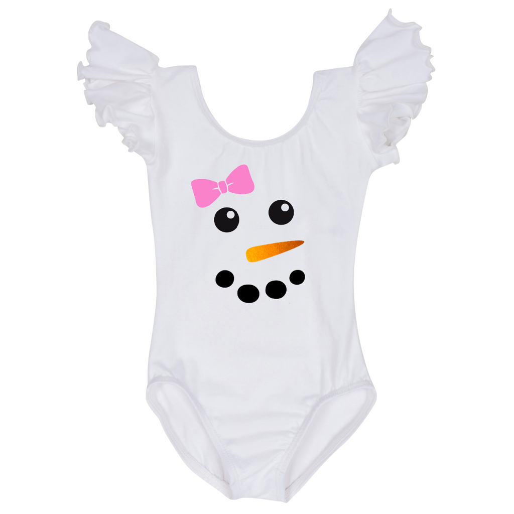 WinterRuffle Short Sleeve Snow Girl Leotard for Toddlers and Girls