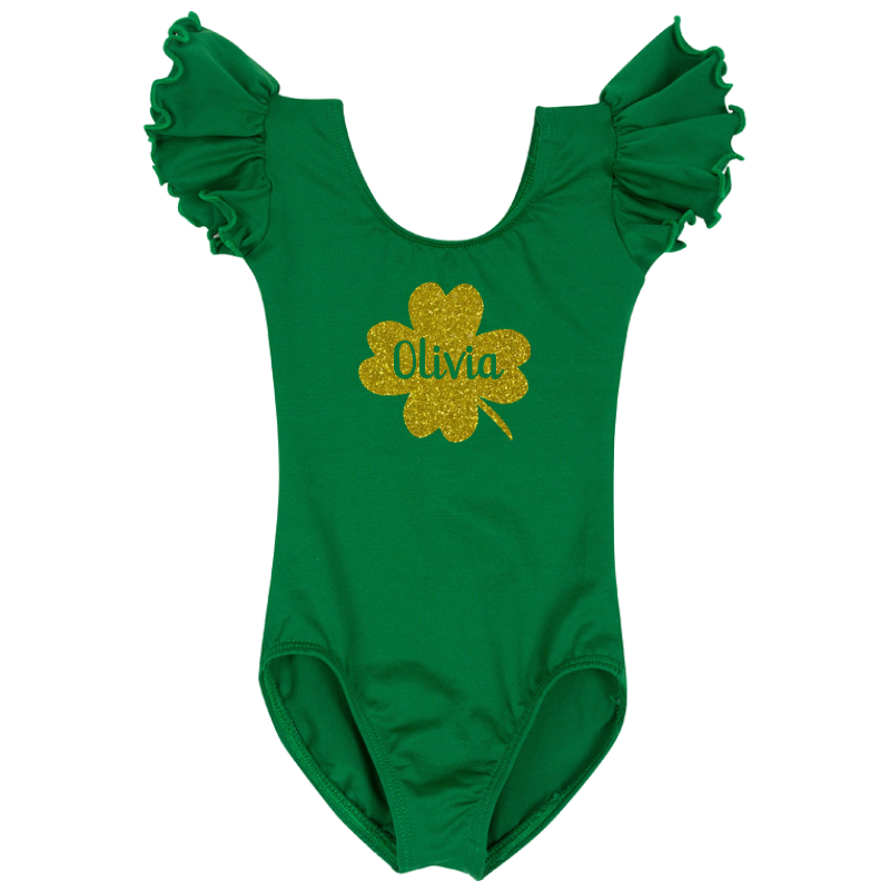 St Patrick's Day Personalized Shamrock Baby and Toddler Girls Shirt