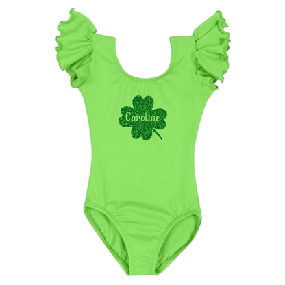 St Patrick's Day Personalized Shamrock Baby and Toddler Girls Shirt