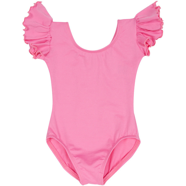 Bright Pink Flutter Sleeve Leotard & Bodysuit
