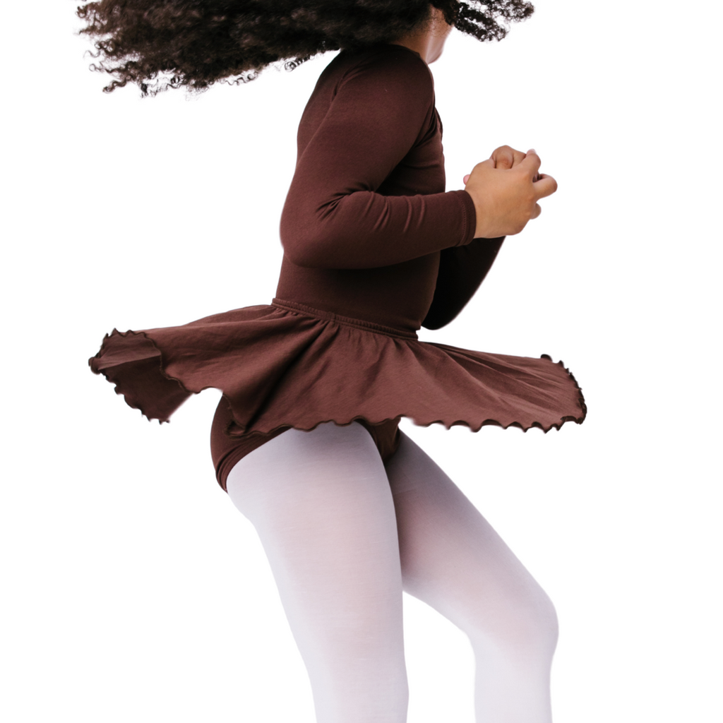 Brown Ruffle Flutter Ballet Dance Skirt for Girls 