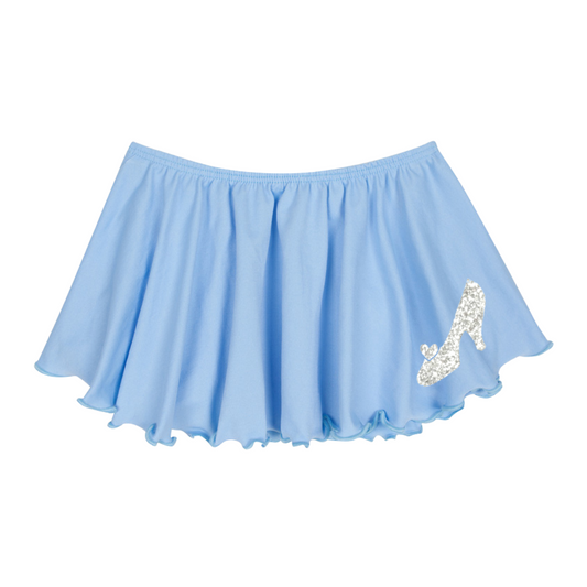 Light Blue Skirt with White High Heel