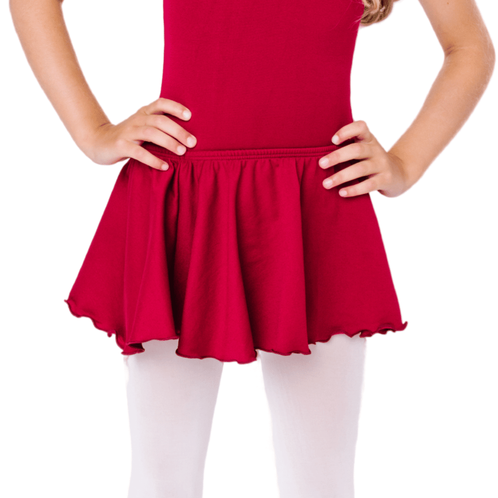 Burgundy Dance Skirt with Ruffles for Girls and Toddlers