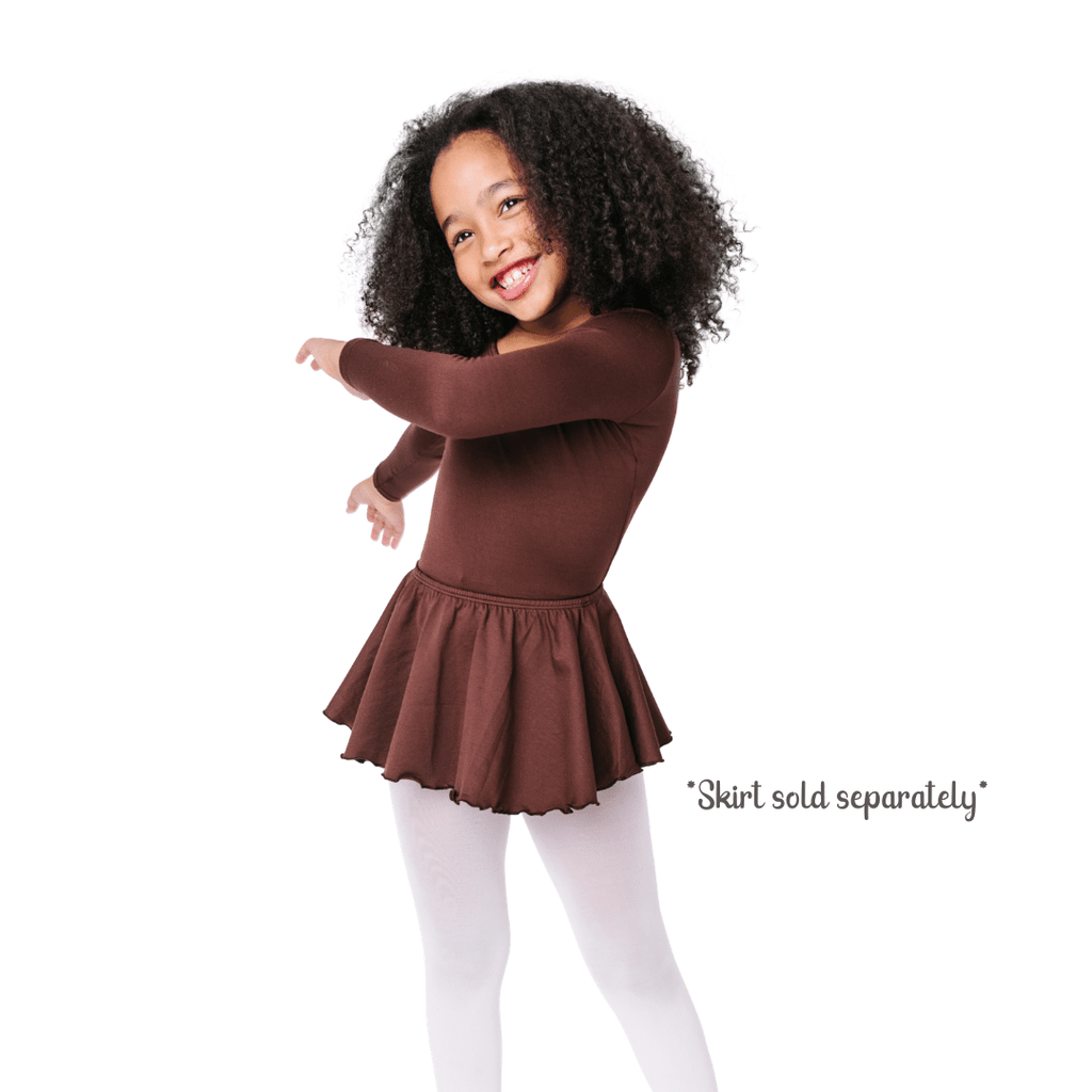 Girls and Toddlers Brown Long Sleeve Leotard for Dance