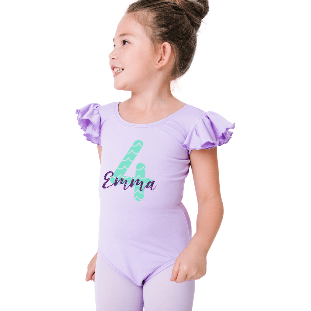Mermaid Theme Birthday Leotard Personalized for Girls and Toddlers