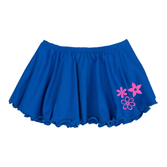 Royal Blue Skirt with Pink Flowers