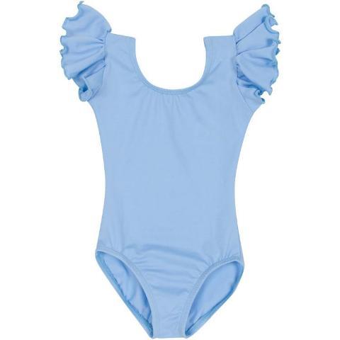 A Light Blue Short Ruffle Sleeve Leotard