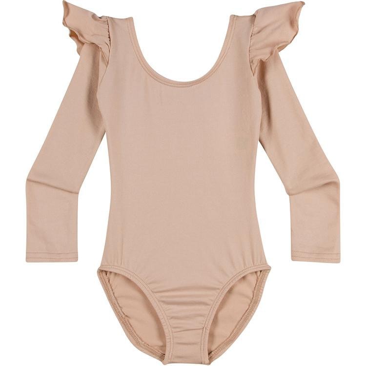 Girls Nude Leotard & Bodysuit with Long Flutter Sleeves  Buy a Skin Tone  Nude Long Sleeve Leotard for Girls & Toddlers - Leotard Boutique
