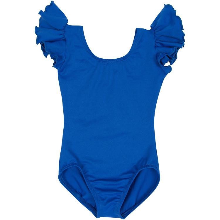 Royal Blue Leotard with Flutter/Ruffle Short Sleeve for Toddler & Girls