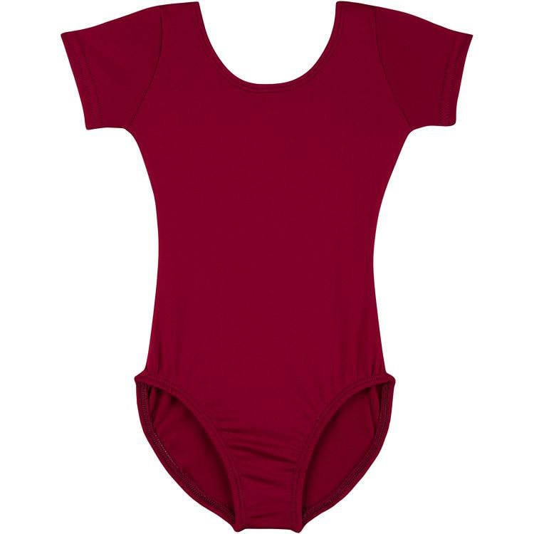 Burgundy Short Sleeve Leotard for Toddler & Girls