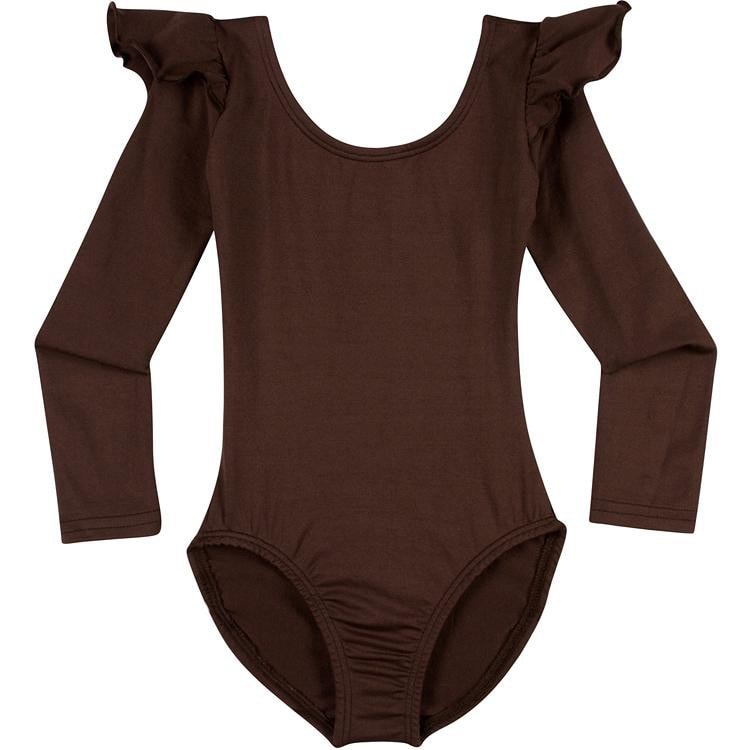 A Brown Long Ruffle Sleeve Leotard