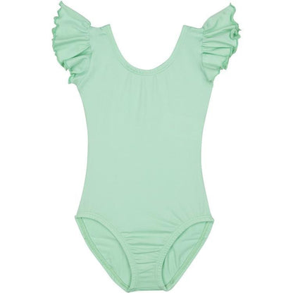 Mint Green Leotard with Flutter/Ruffle Short Sleeve for Toddler & Girls