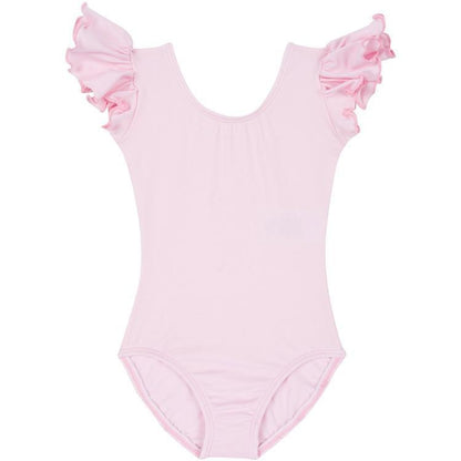 A Light Pink Short Ruffle Sleeve Leotard