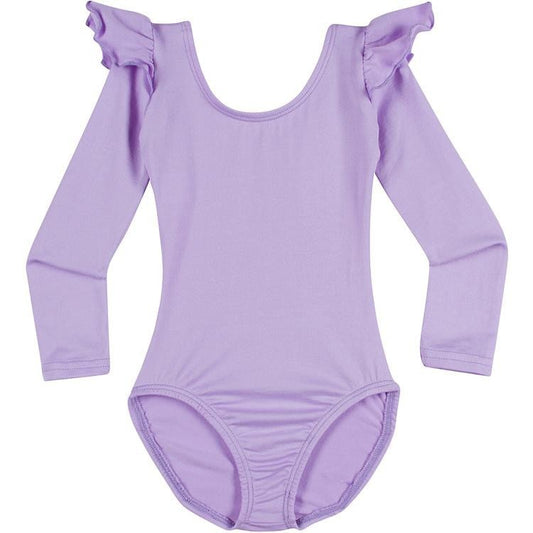 A Lilac Long Ruffle Sleeve Leotard