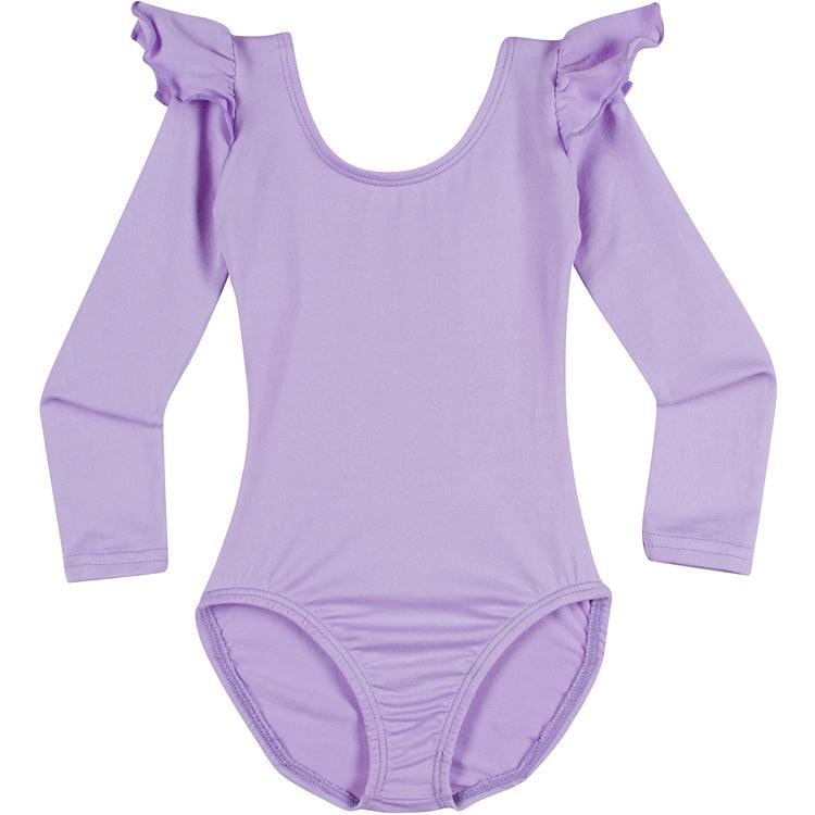 Lilac Purple Long Sleeve Ruffle Leotard for Toddler & Girls - Gymnastics and Ballet Dance