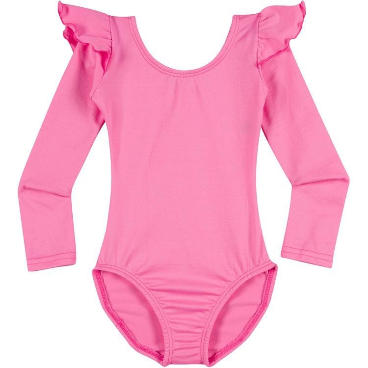 Girls Pink Long Sleeve Leotard  Buy a Ruffle-Sleeved Girls Pink
