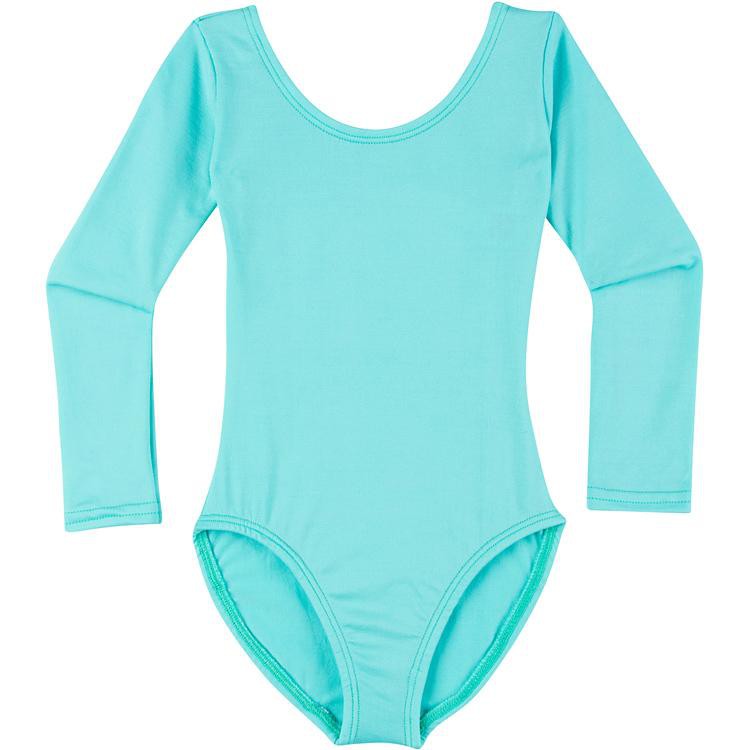 Icy Turquoise Long Sleeve Leotard for Girls