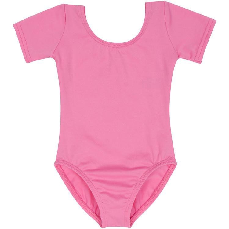 Bright Pink Short Sleeve Leotard for Toddler and Girls