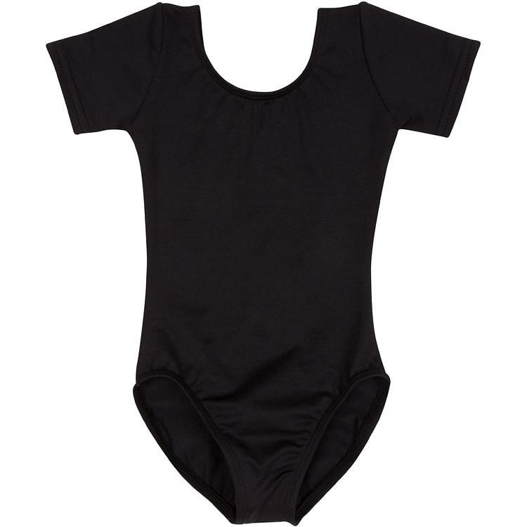 Black Short Sleeve Leotard for Toddler & Girls